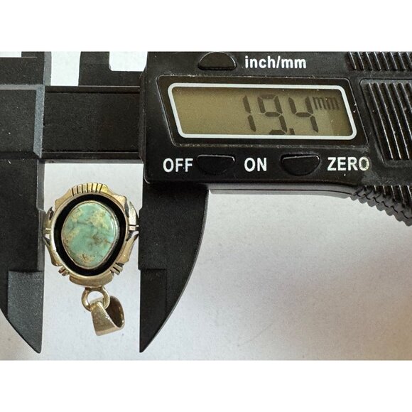 26.5mm DD 925 Sterling Silver Slide Closure Pendant w/ Turquoise like Gemstone - Picture 5 of 7